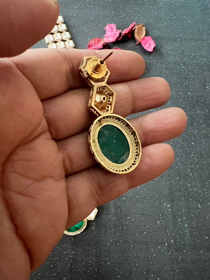 Three-Layered Kundan Necklace with Earrings