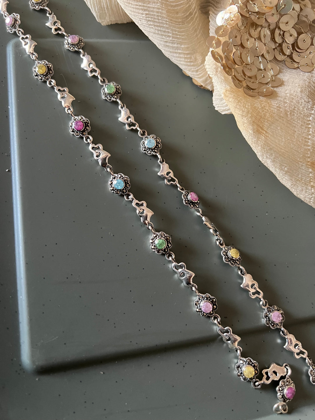 Pure 925 Silver Anklets- Set of 2