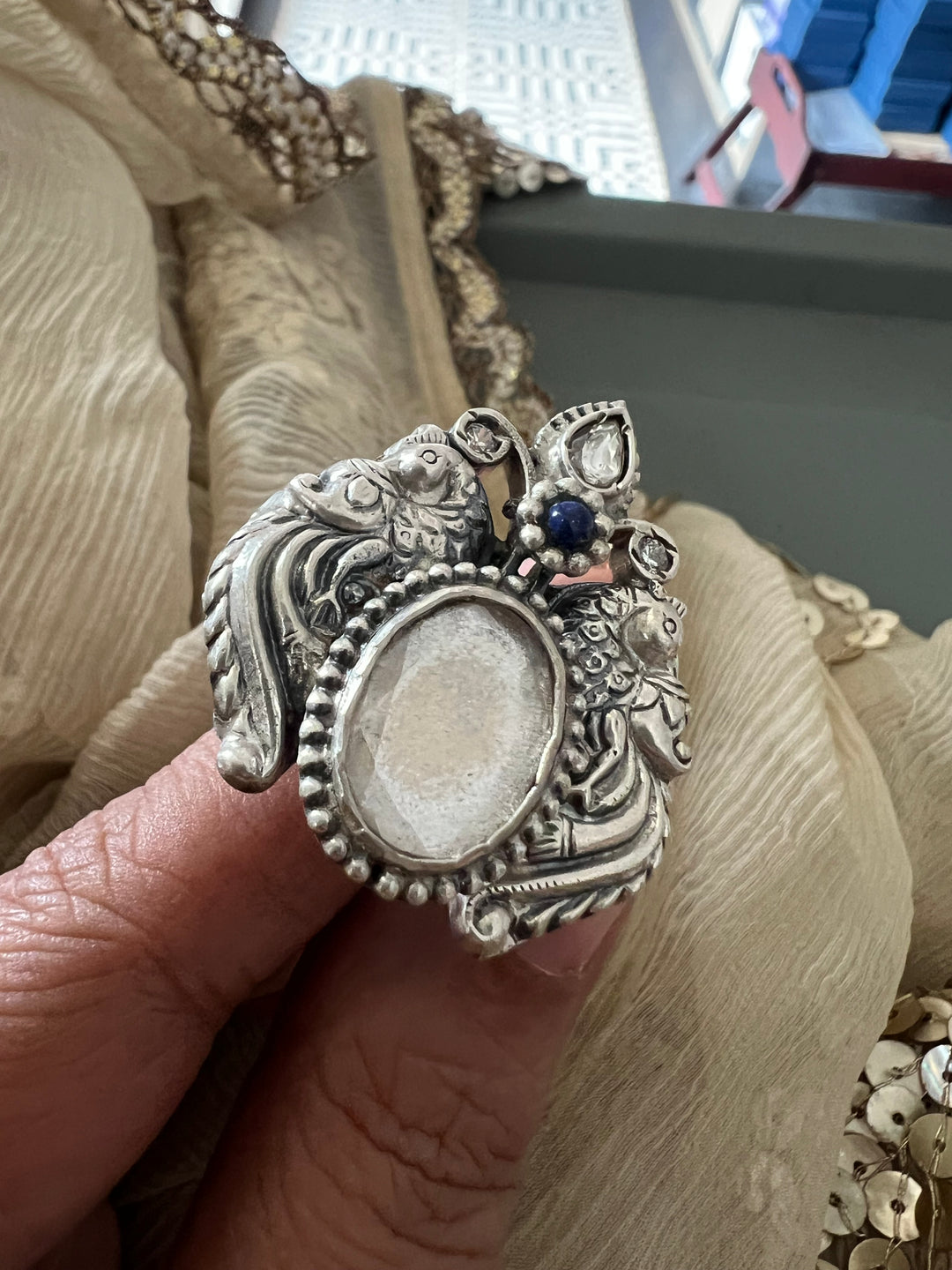 Twin Peacock 925 Silver Ring | SHIVKA