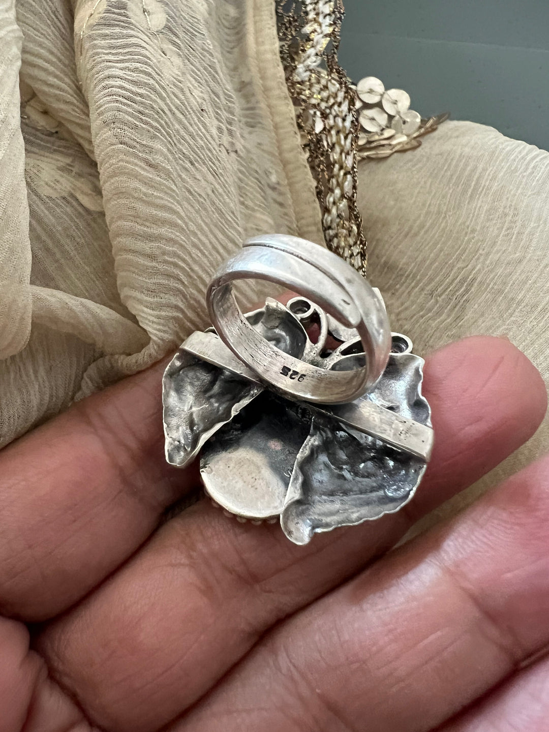 Twin Peacock 925 Silver Ring | SHIVKA