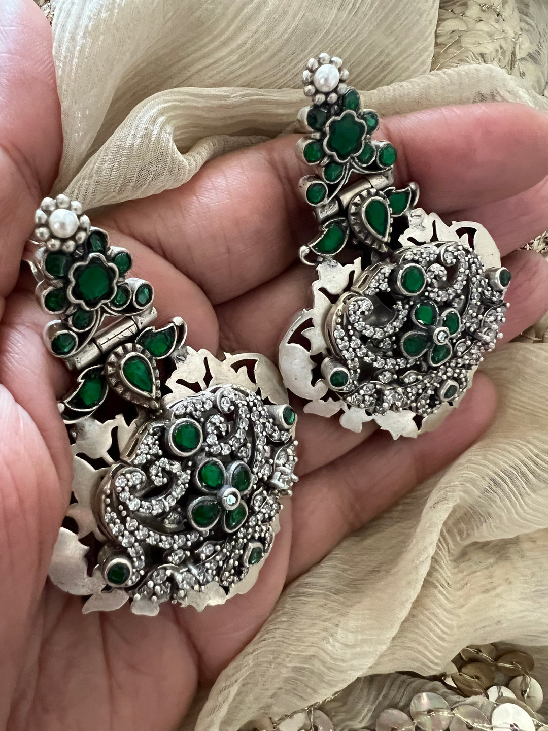 925 Silver Emerald Earrings | SHIVKA