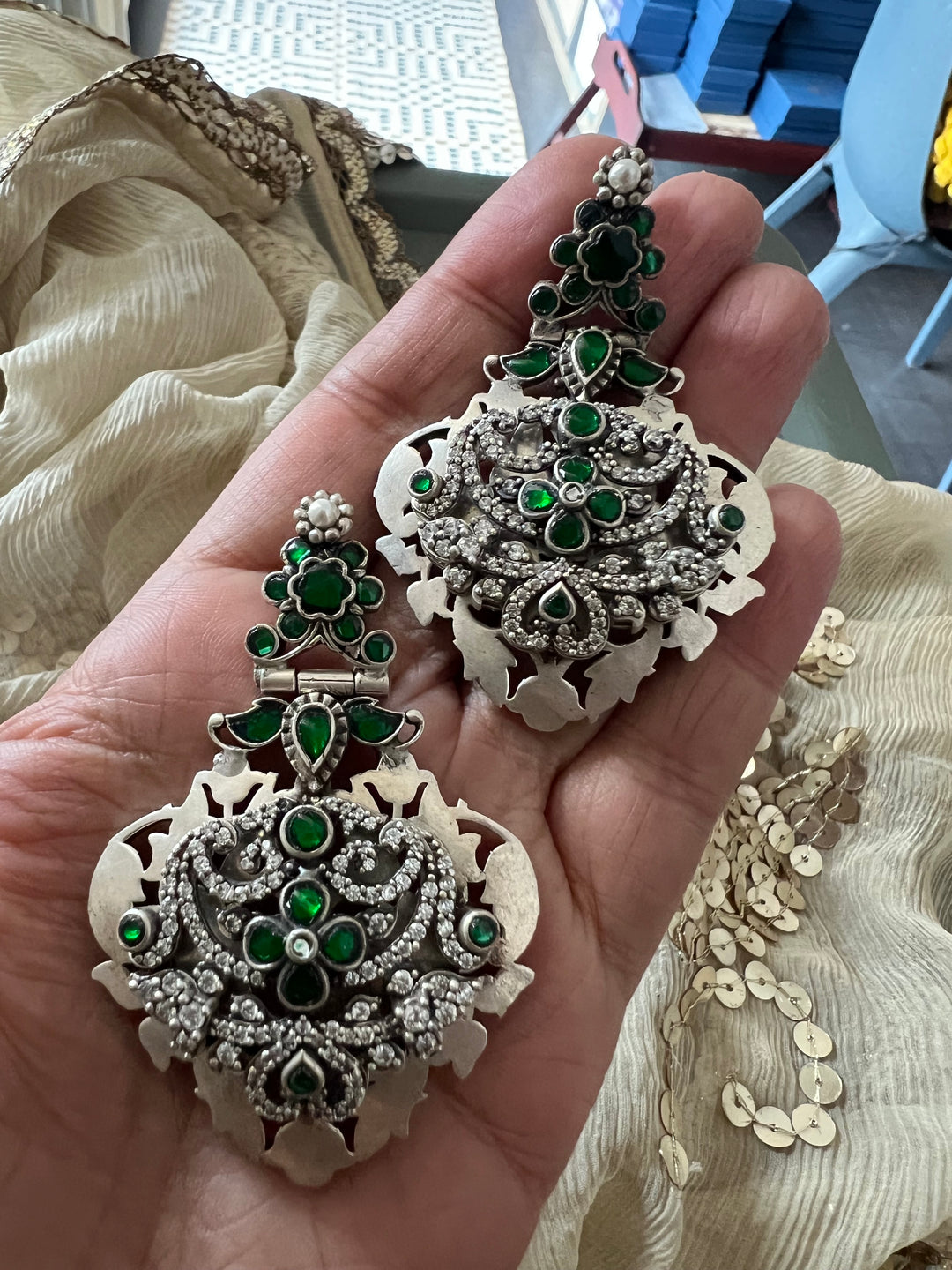 925 Silver Emerald Earrings | SHIVKA