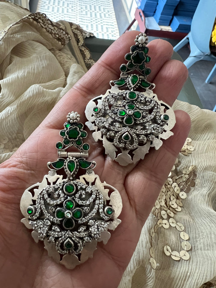 925 Silver Emerald Earrings | SHIVKA