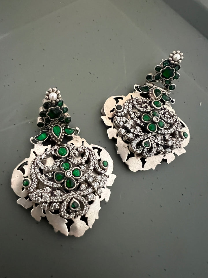 925 Silver Emerald Earrings | SHIVKA