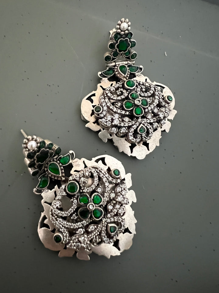 925 Silver Emerald Earrings | SHIVKA