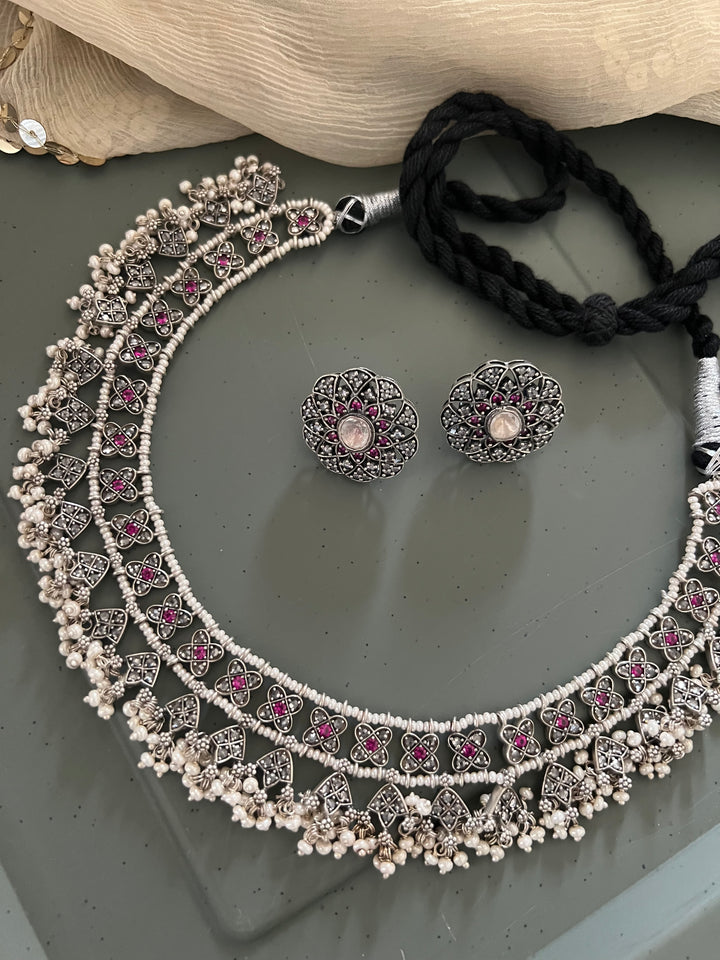 Elegant 925 Silver CZ Pearl Set | SHIVKA