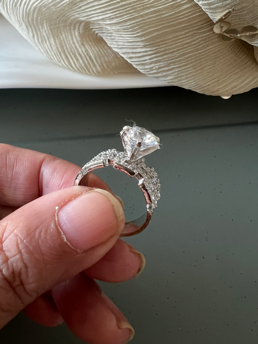 Ethereal Sparkle: Solitaire Ring with Austrian Crystals and Sterling Silver