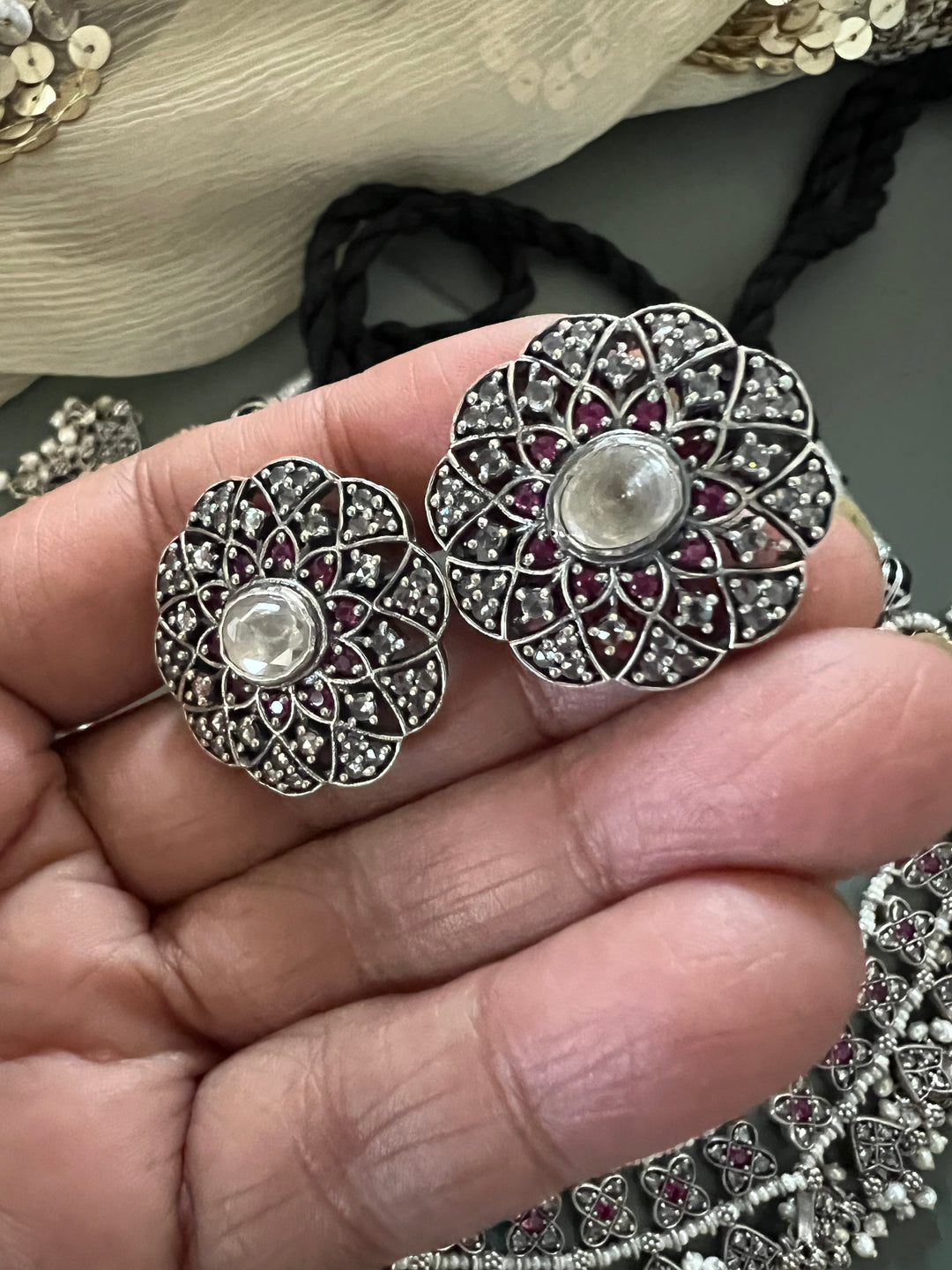 Elegant 925 Silver CZ Pearl Set | SHIVKA