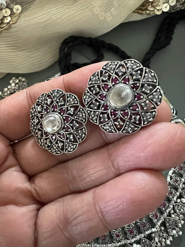 Elegant 925 Silver CZ Pearl Set | SHIVKA