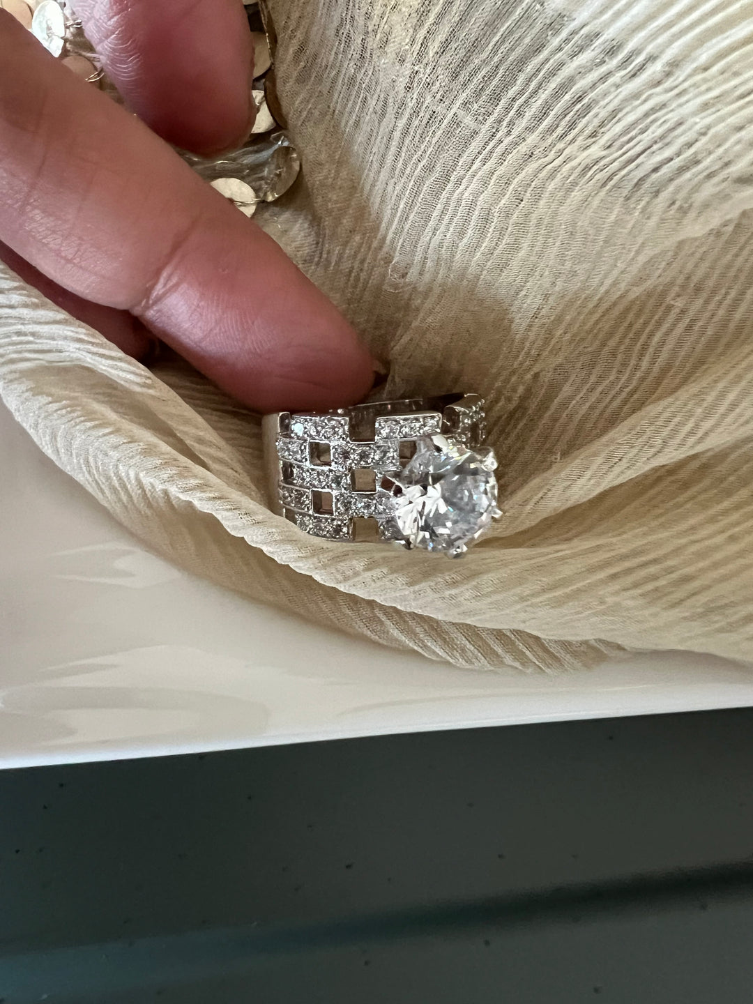 Ethereal Sparkle: Solitaire Ring with Austrian Crystals and Sterling Silver