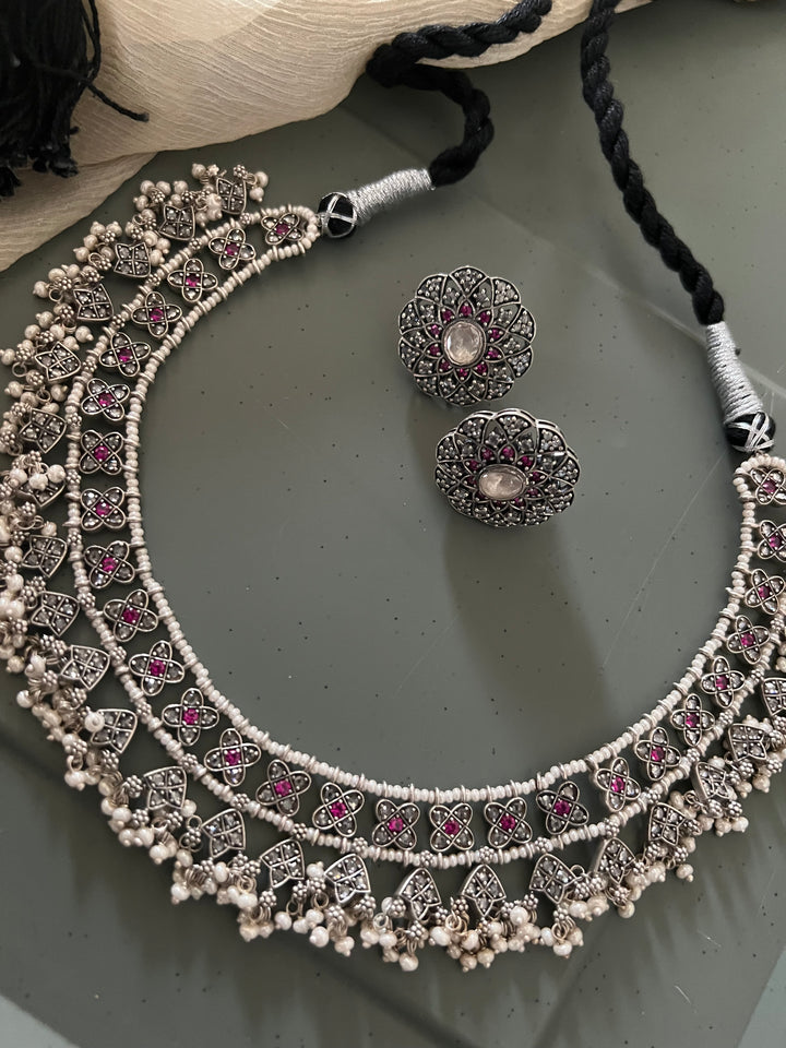 Elegant 925 Silver CZ Pearl Set | SHIVKA