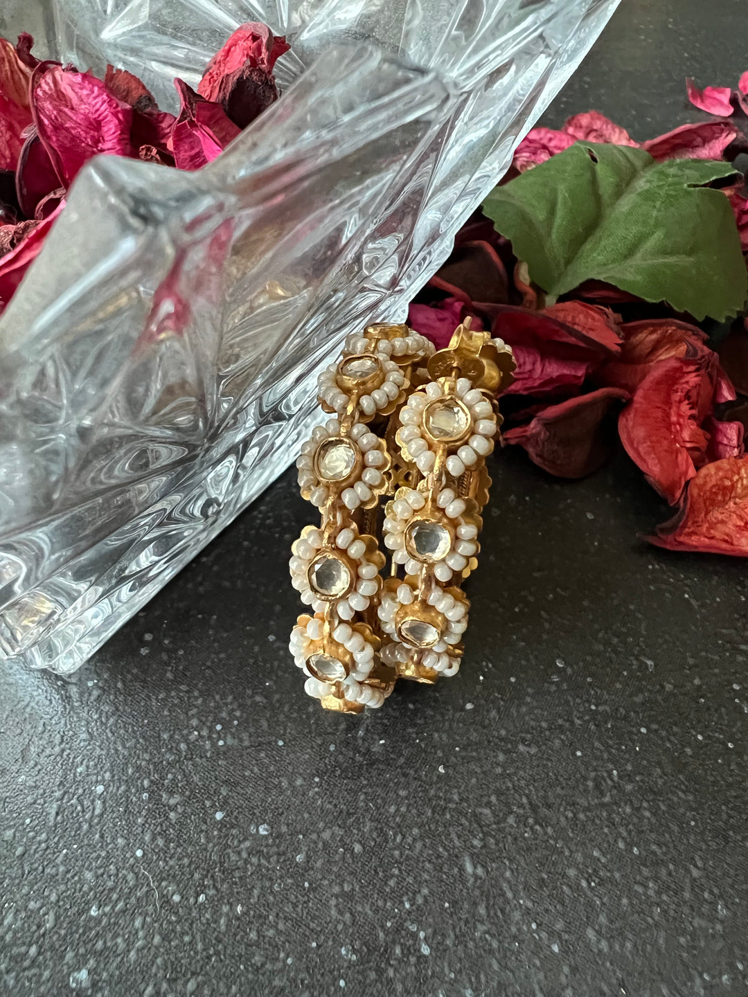 Designer Pure 925 Silver Pearl Hoop Earrings