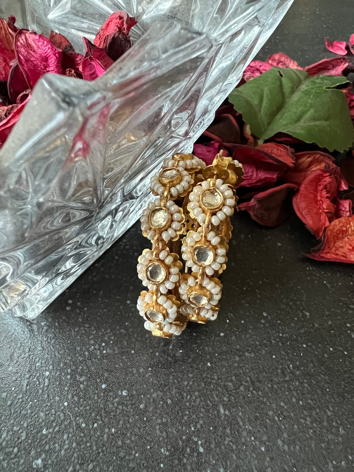 Designer Pure 925 Silver Pearl Hoop Earrings