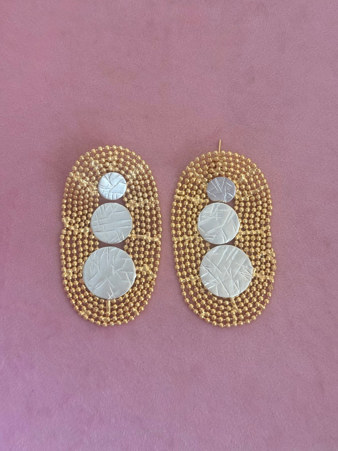 Handmade Statement Brass Earrings | SHIVKA | 7x4 cm | 34g Pair | Push Back | Bold Gift Jewelry