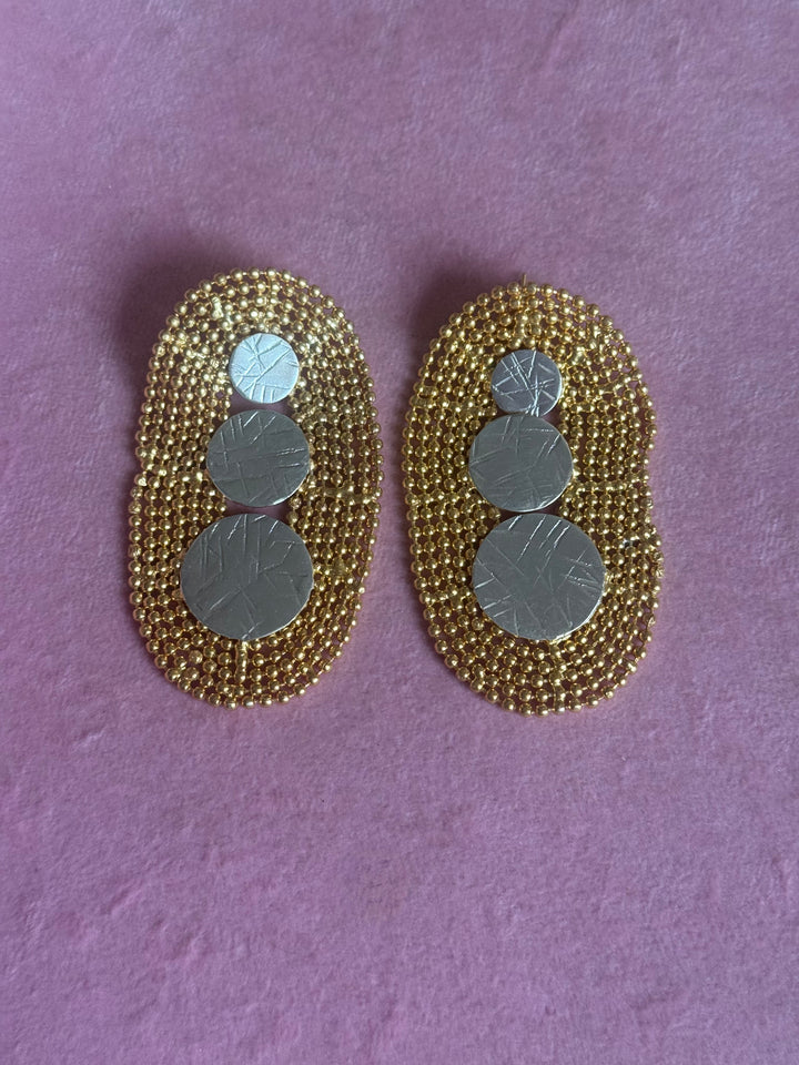 Handmade Statement Brass Earrings | SHIVKA | 7x4 cm | 34g Pair | Push Back | Bold Gift Jewelry