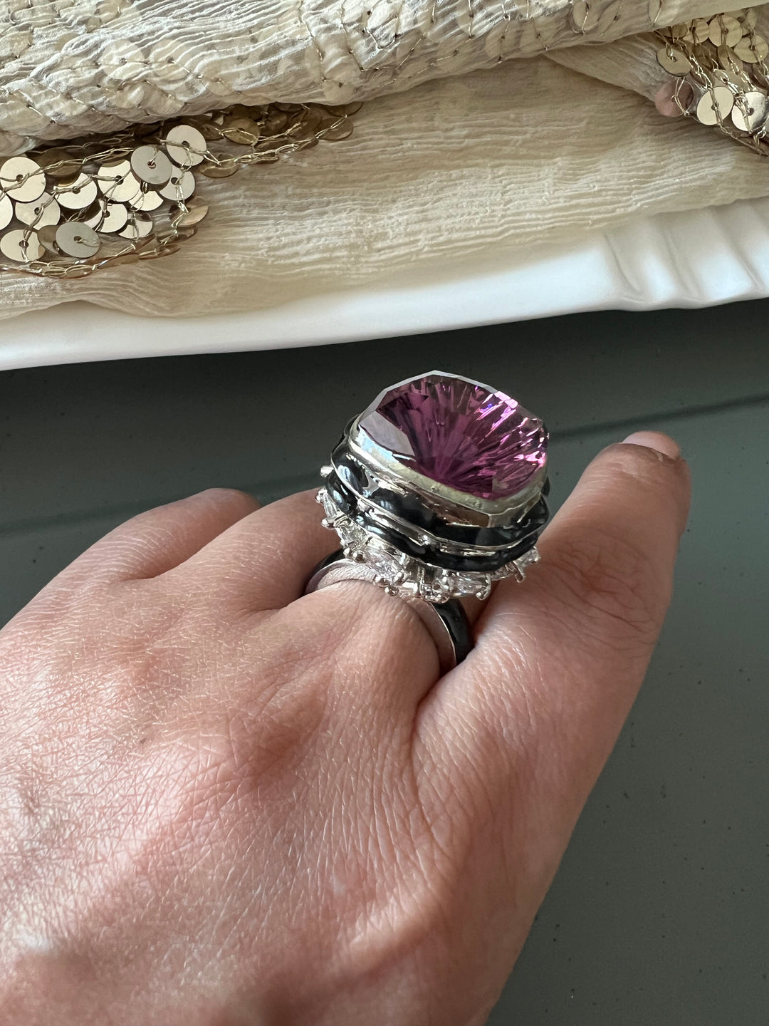 Austrian Crystal Brass Ring