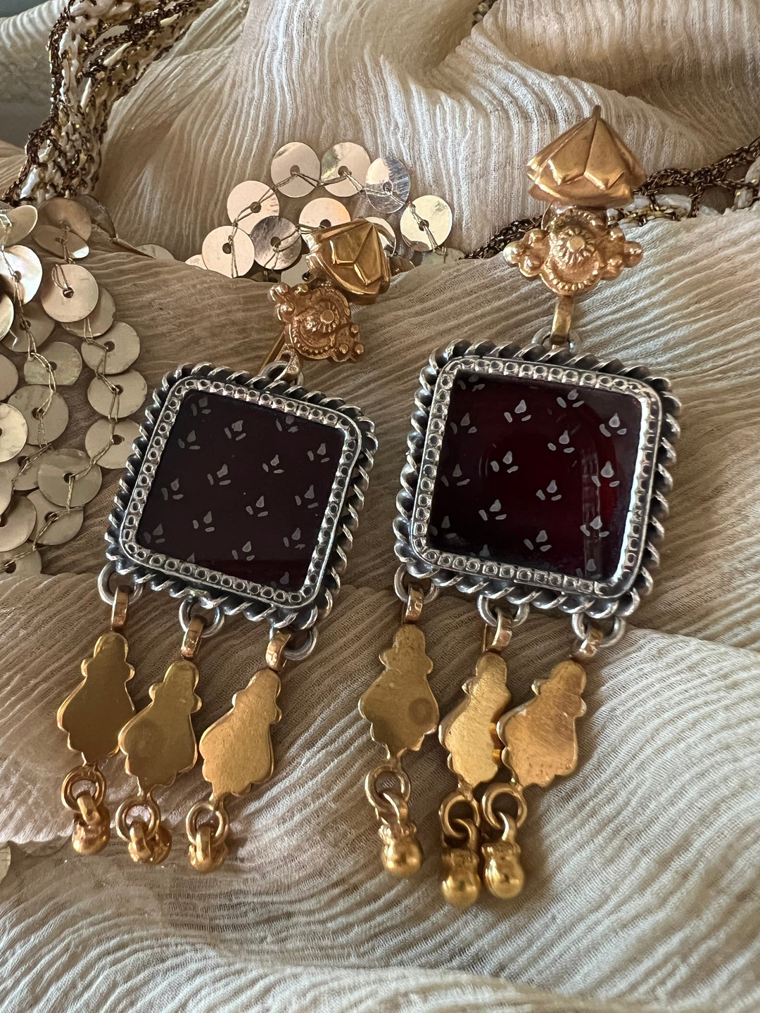 Beautiful Handpainted 925 Silver Earrings