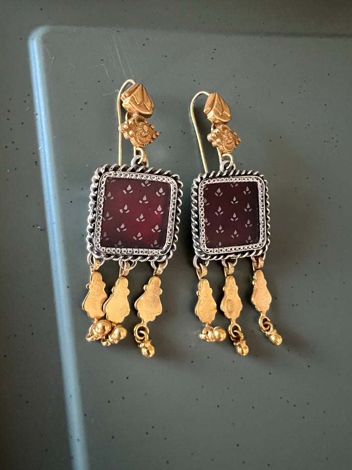 Beautiful Handpainted 925 Silver Earrings