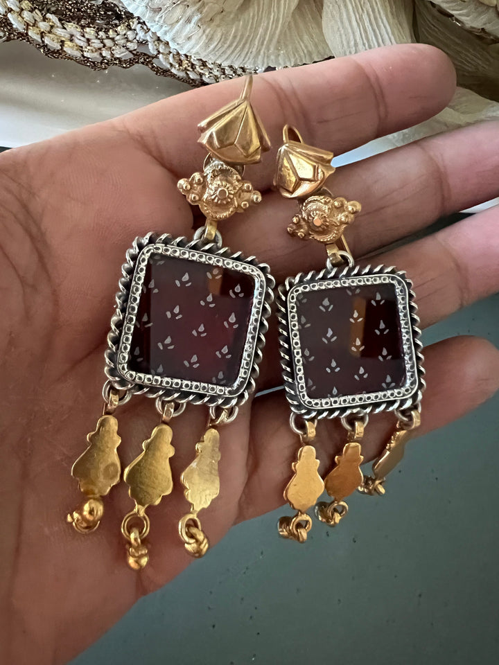 Beautiful Handpainted 925 Silver Earrings