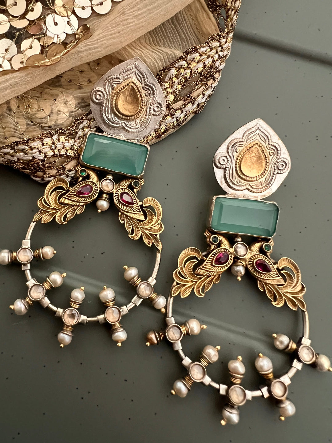 925 Silver Twin Peacock Earrings | SHIVKA