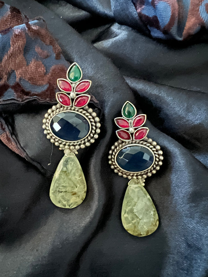 Natural Prehnite Drop Antique Earrings