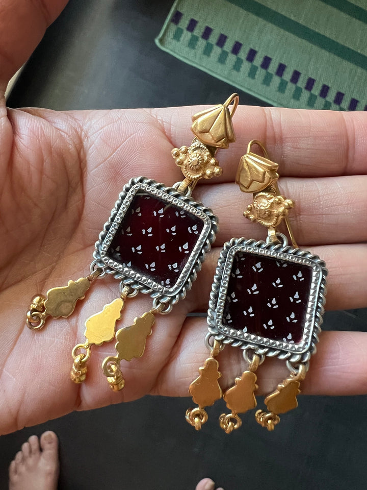 Beautiful Handpainted 925 Silver Earrings