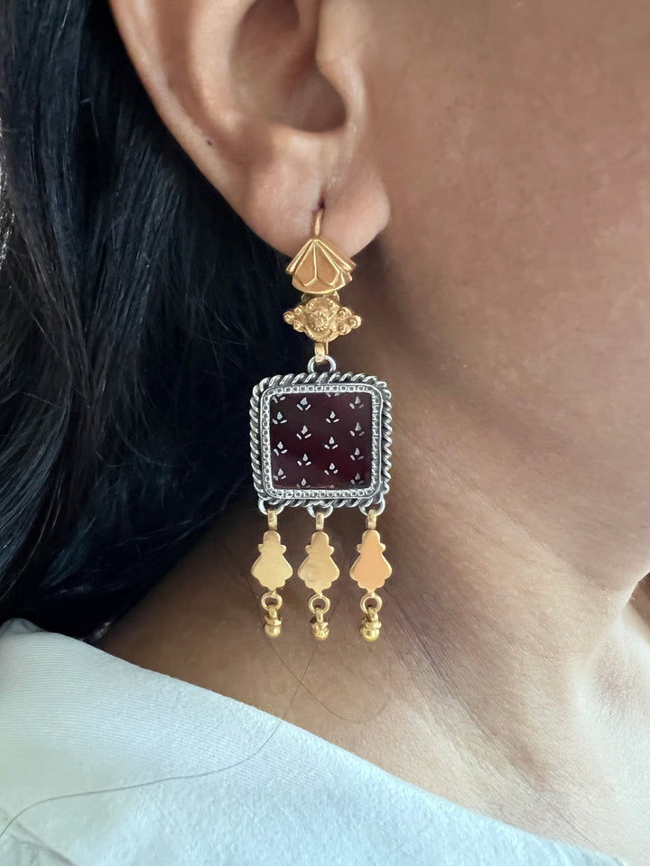 Beautiful Handpainted 925 Silver Earrings