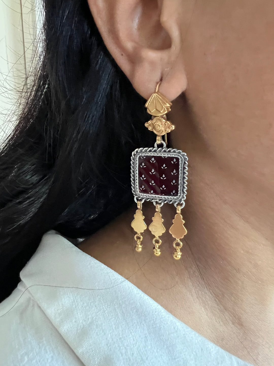 Beautiful Handpainted 925 Silver Earrings