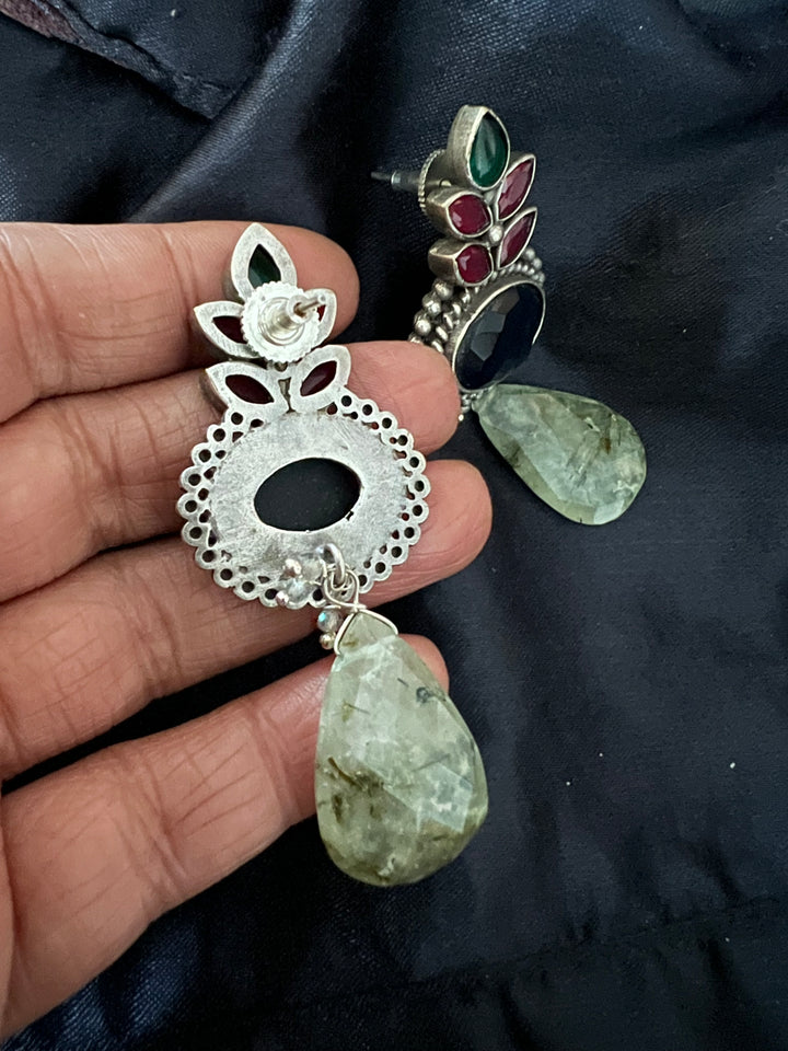 Natural Prehnite Drop Antique Earrings