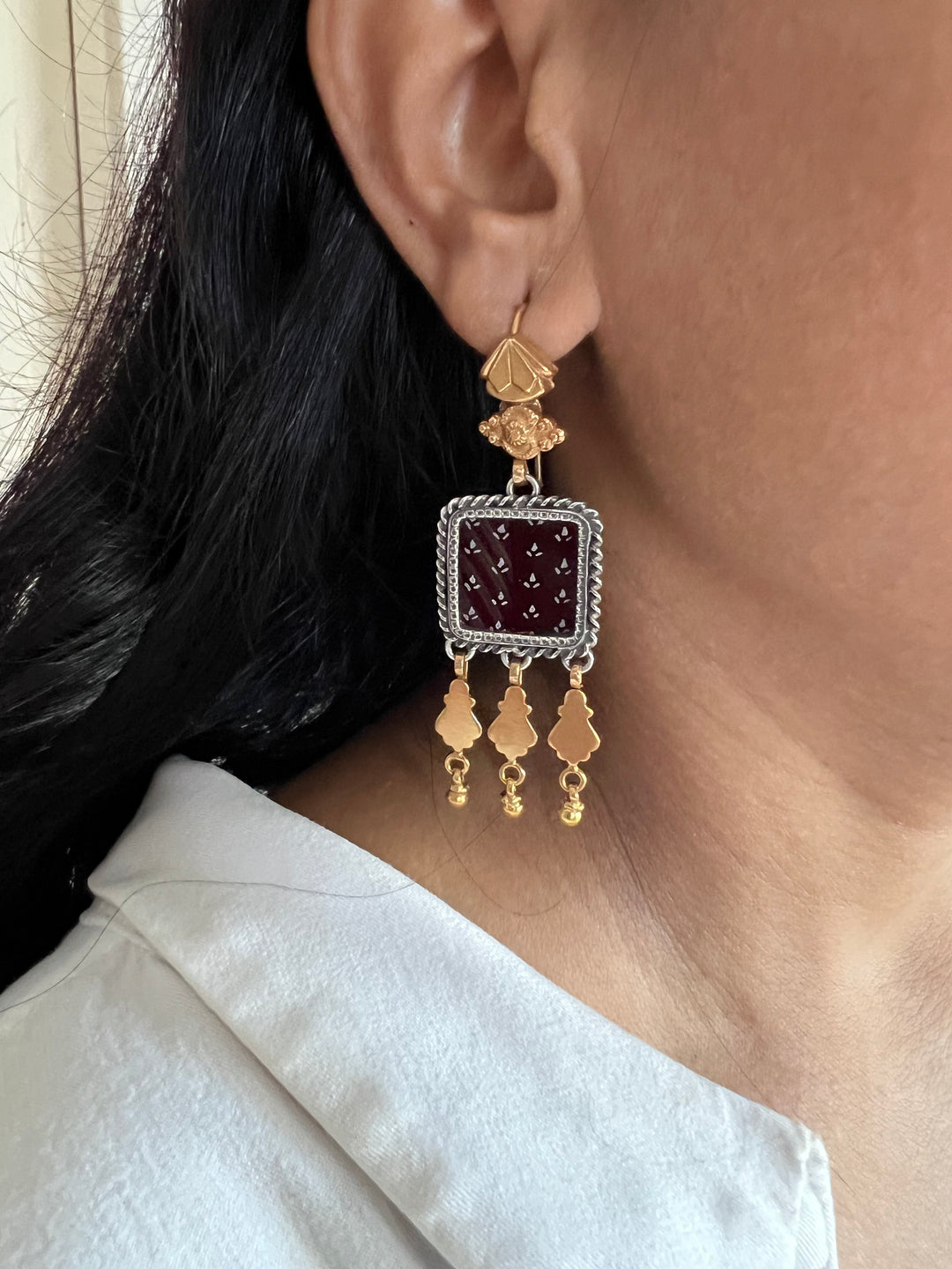 Beautiful Handpainted 925 Silver Earrings