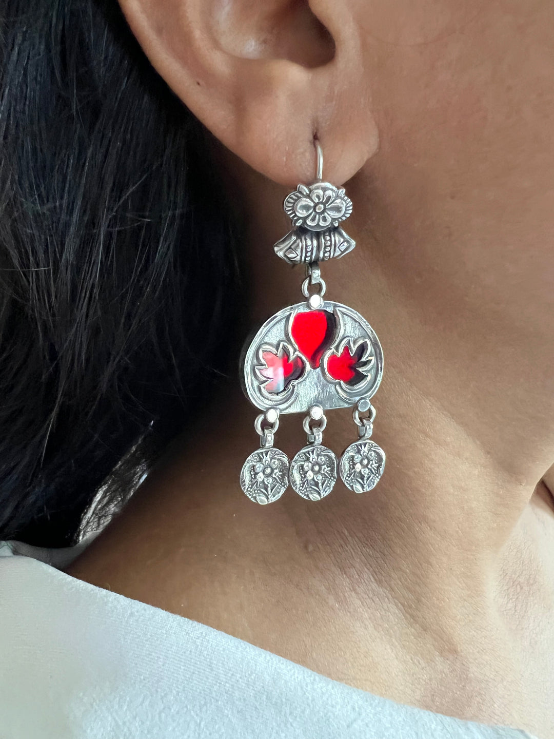 Beautiful Glass 925 Silver Earrings