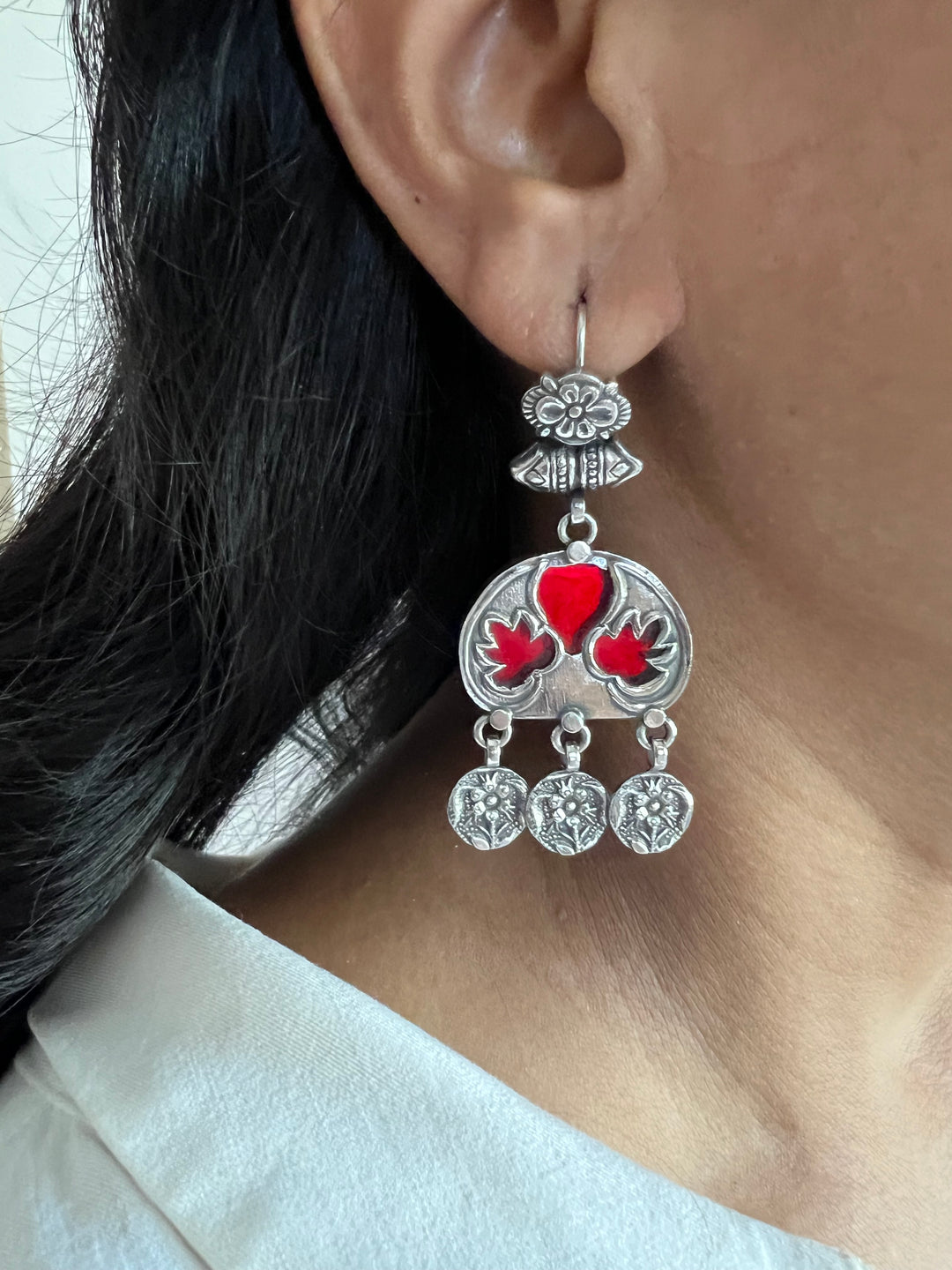 Beautiful Glass 925 Silver Earrings