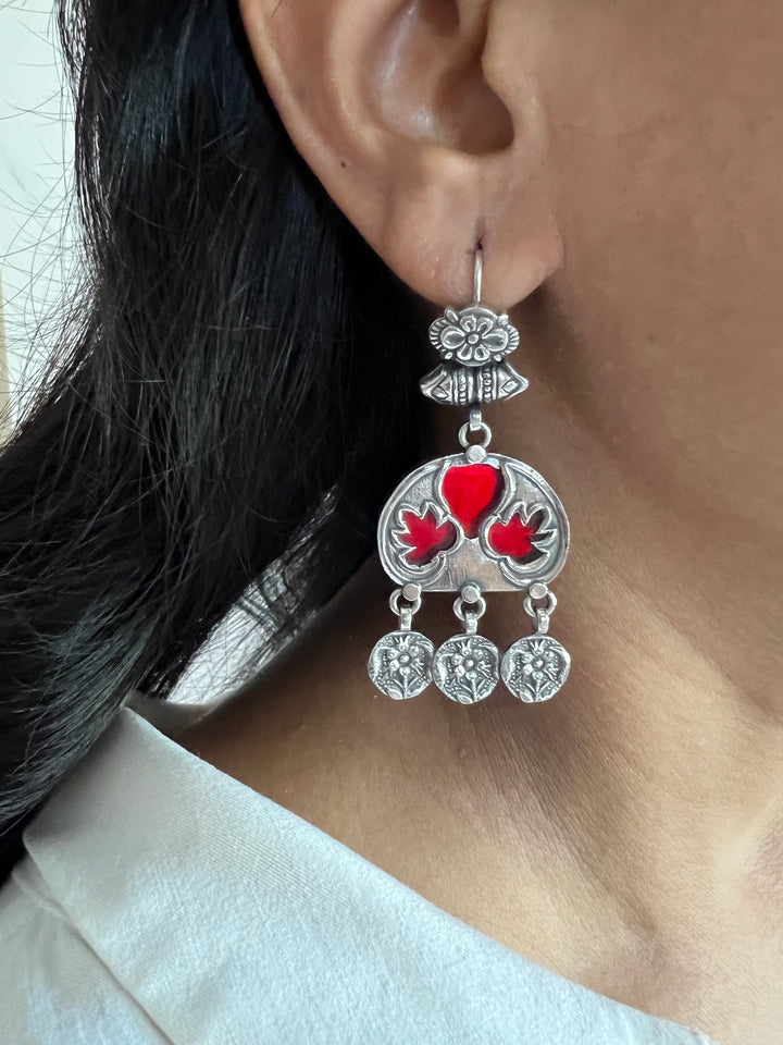 Beautiful Glass 925 Silver Earrings