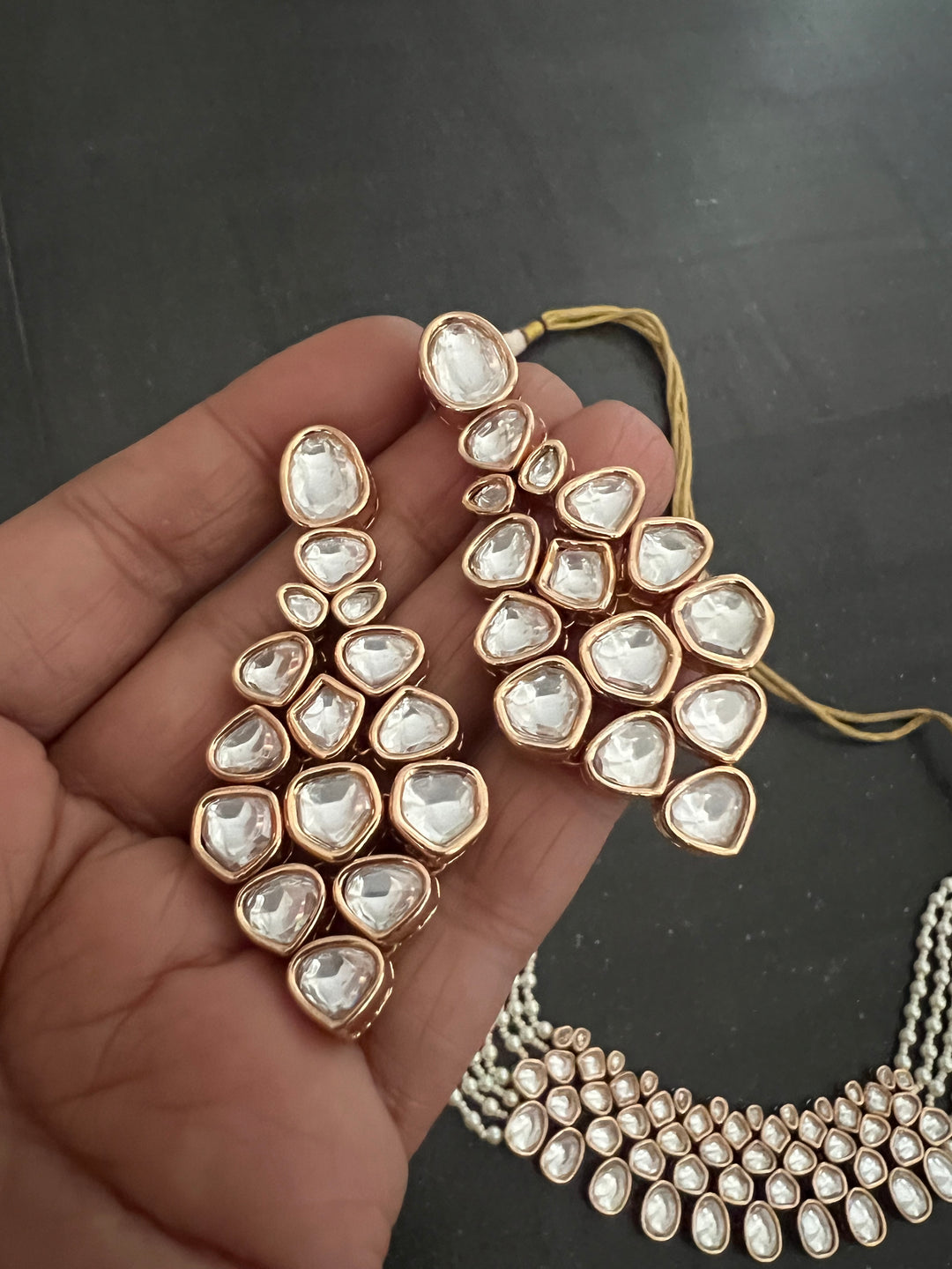 Kundan and Pearls Choker Necklace with Earrings