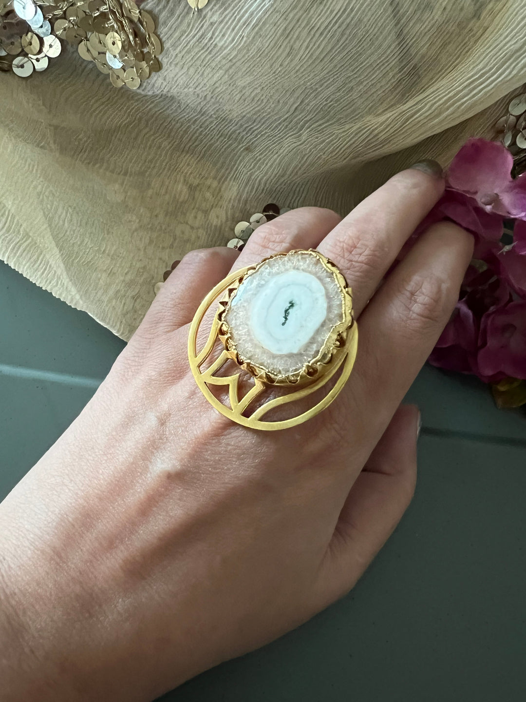 Statement Natural Gemstone Ring