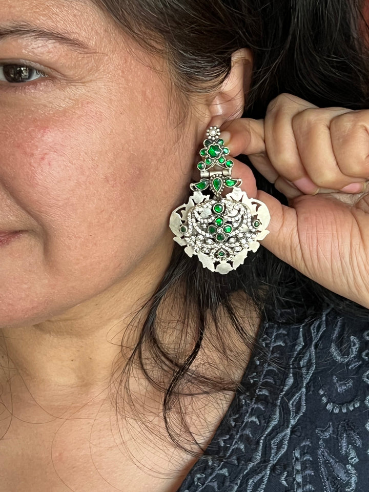 925 Silver Emerald Earrings | SHIVKA
