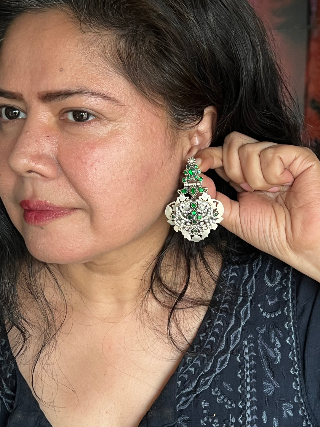 925 Silver Emerald Earrings | SHIVKA