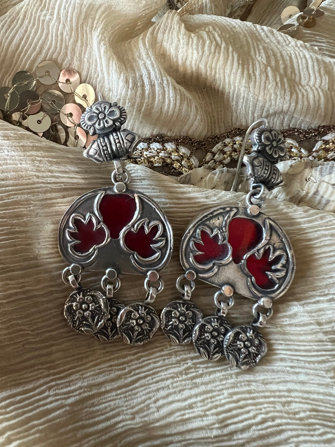 Beautiful Glass 925 Silver Earrings