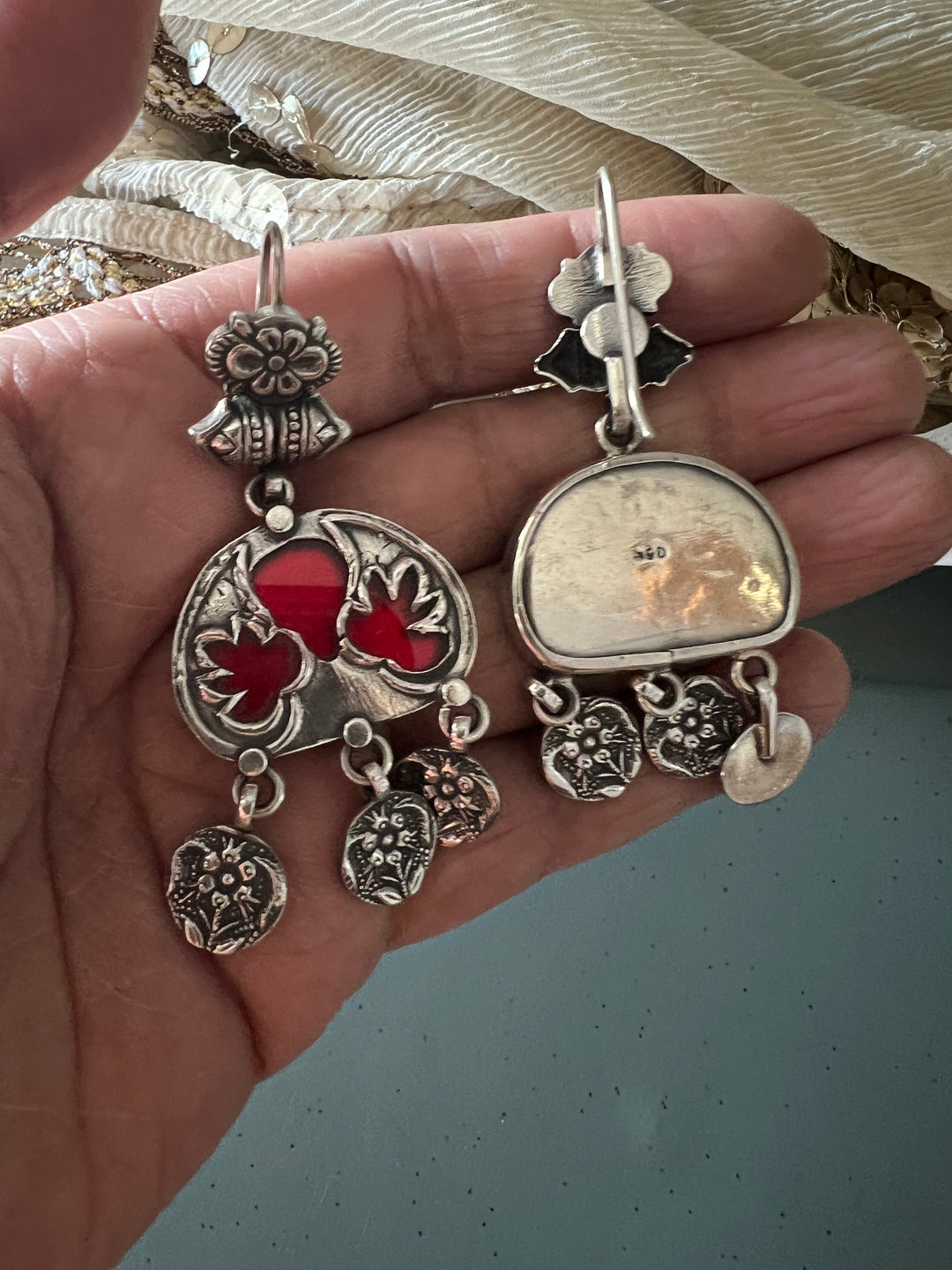 Beautiful Glass 925 Silver Earrings