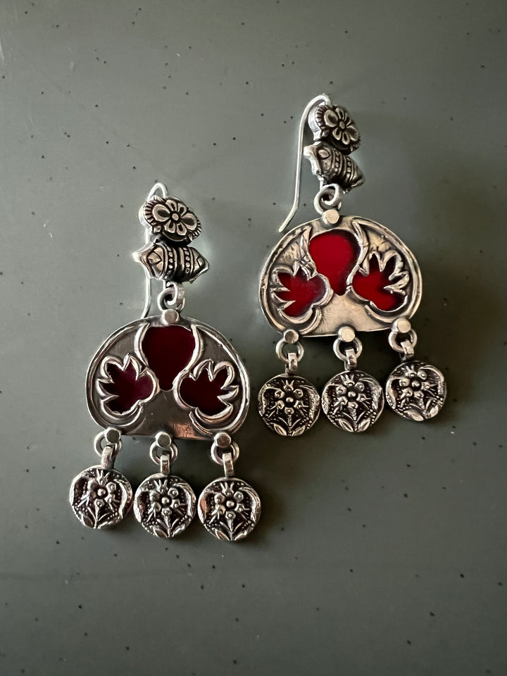 Beautiful Glass 925 Silver Earrings