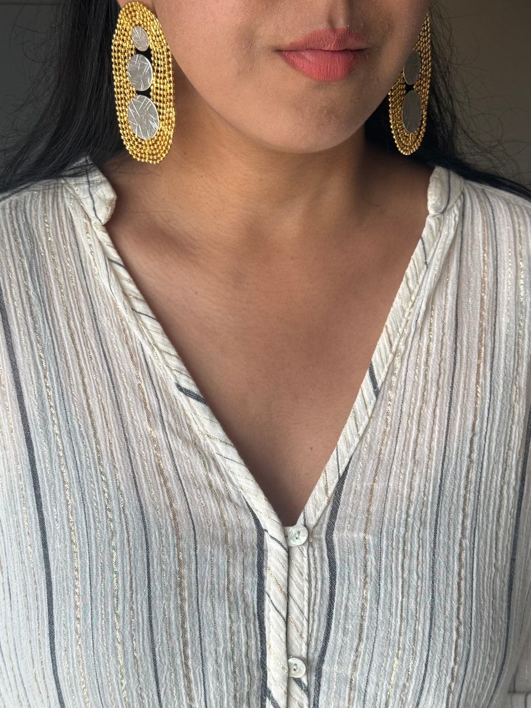 Handmade Statement Brass Earrings | SHIVKA | 7x4 cm | 34g Pair | Push Back | Bold Gift Jewelry