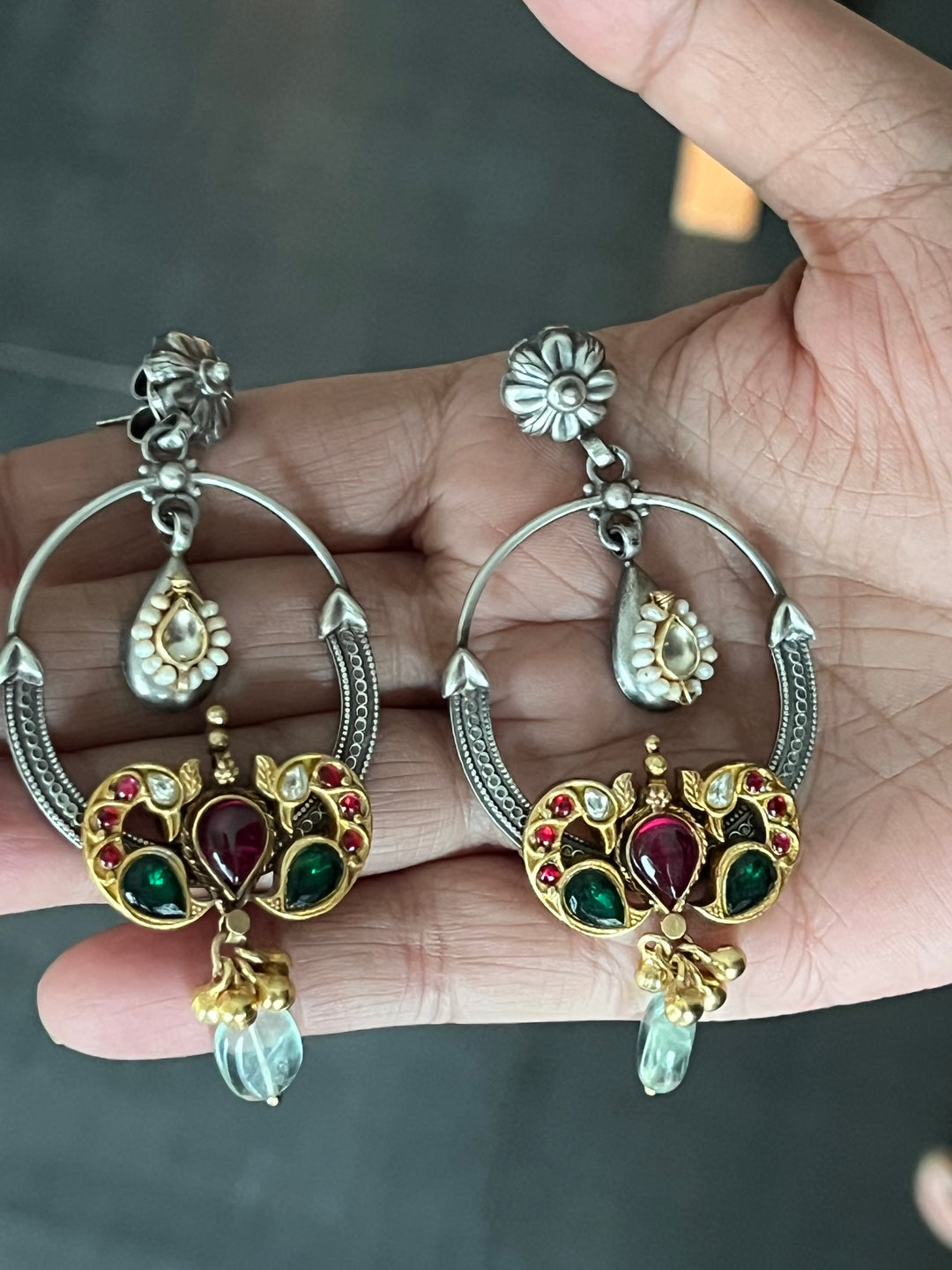 925 Silver Twin Peacock Earrings | SHIVKA