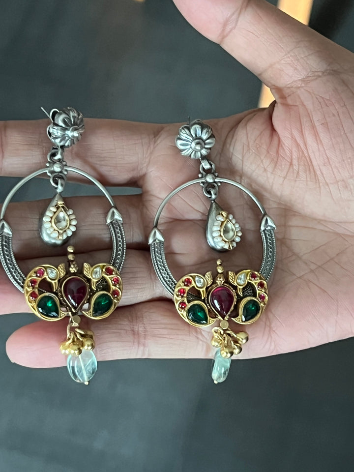 925 Silver Twin Peacock Earrings | SHIVKA