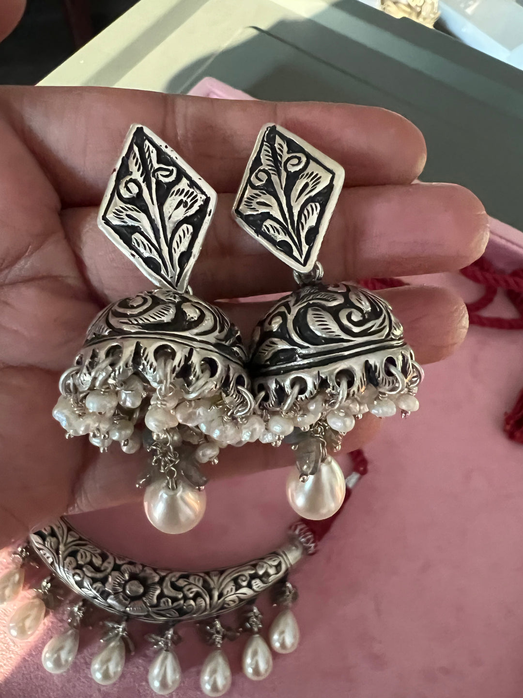 Elegance Redefined: 925 Silver Hasli Necklace Set with Chitai Work and Exquisite Gemstones