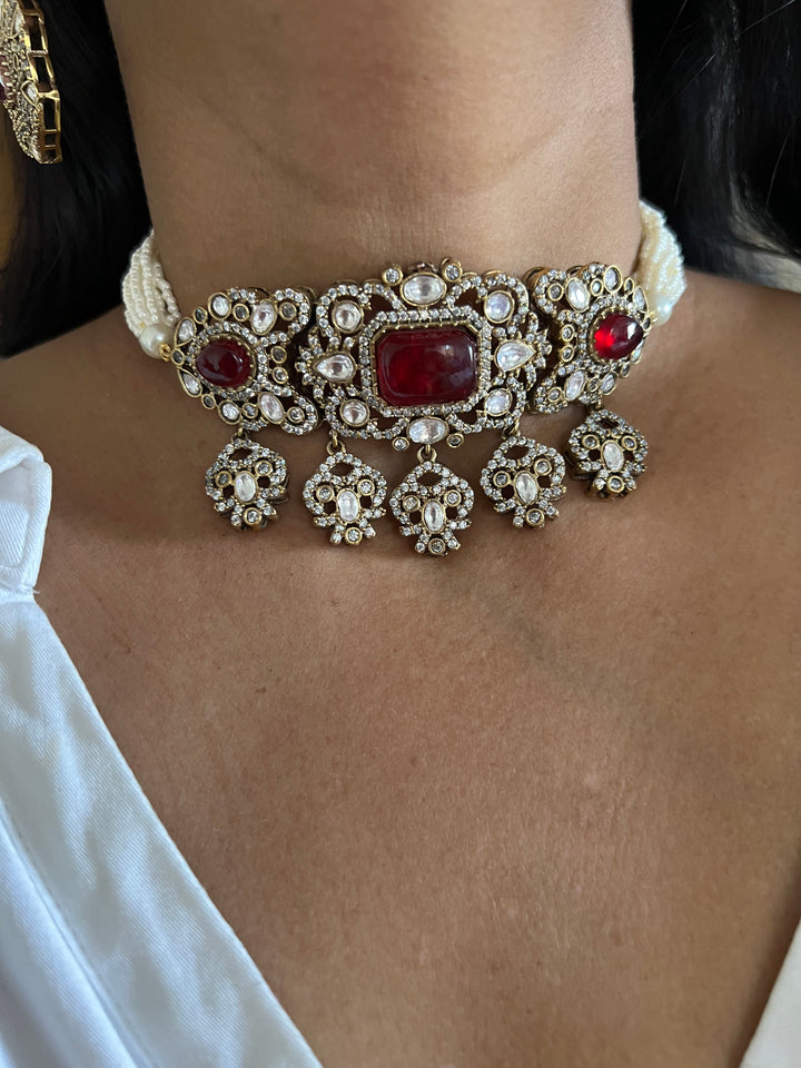 Victorian Kundan Choker with Studs