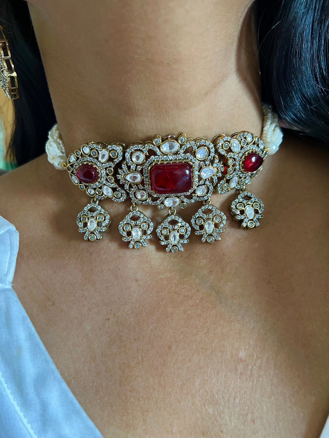 Victorian Kundan Choker with Studs
