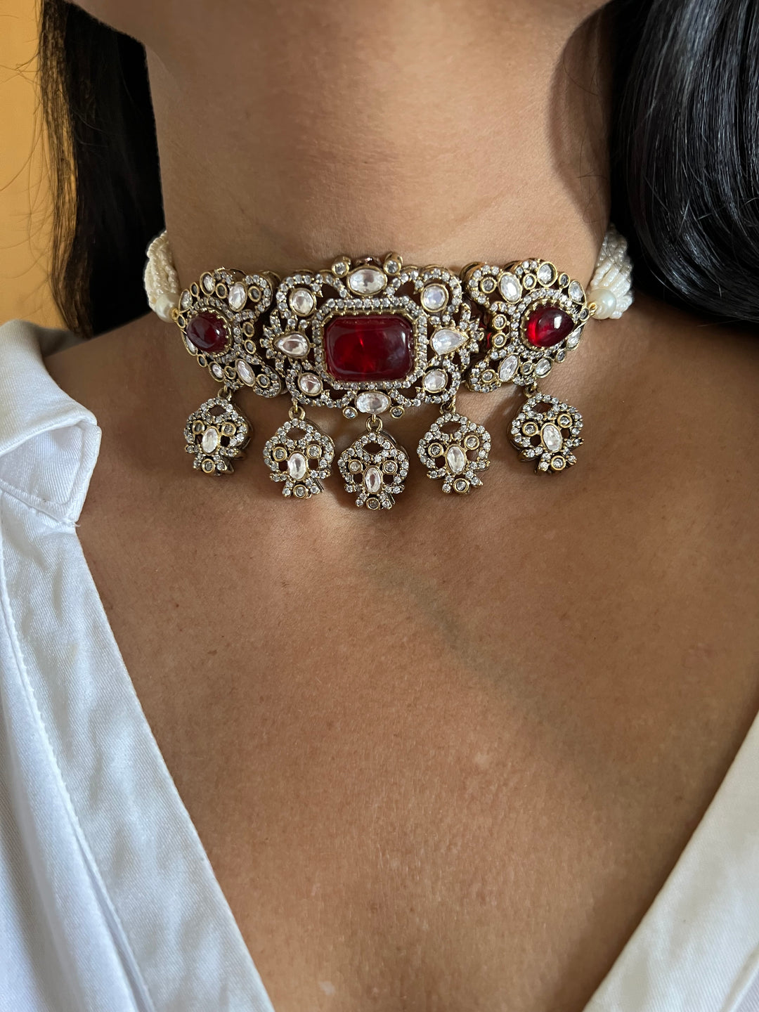 Victorian Kundan Choker with Studs