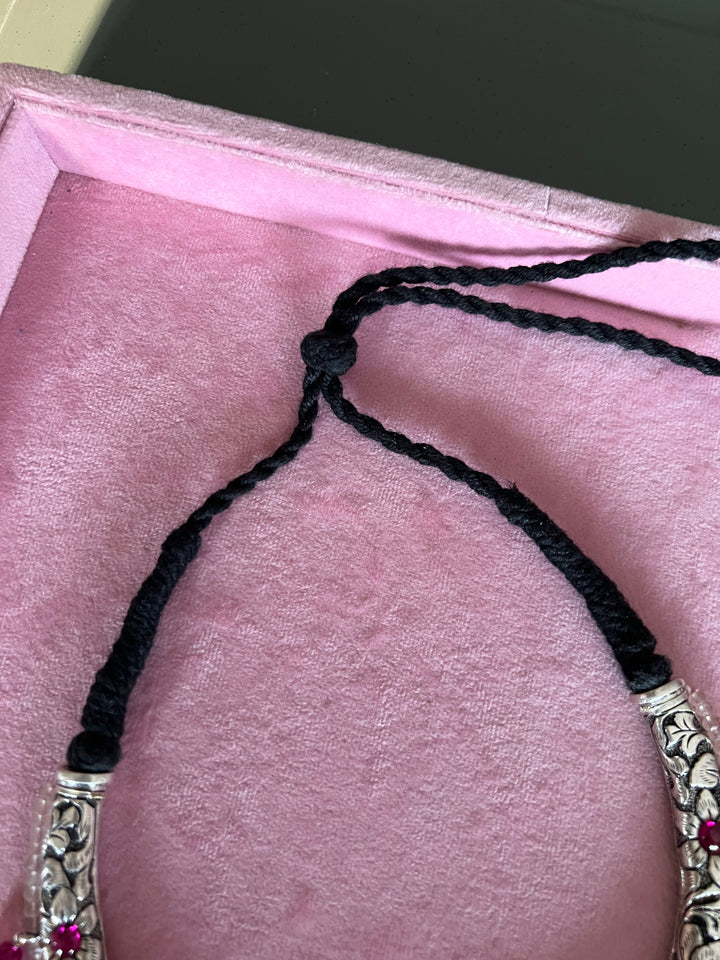 Radiant Elegance: Handmade 925 Silver Hasli Necklace with Rose Quartz and Fire Labradorite