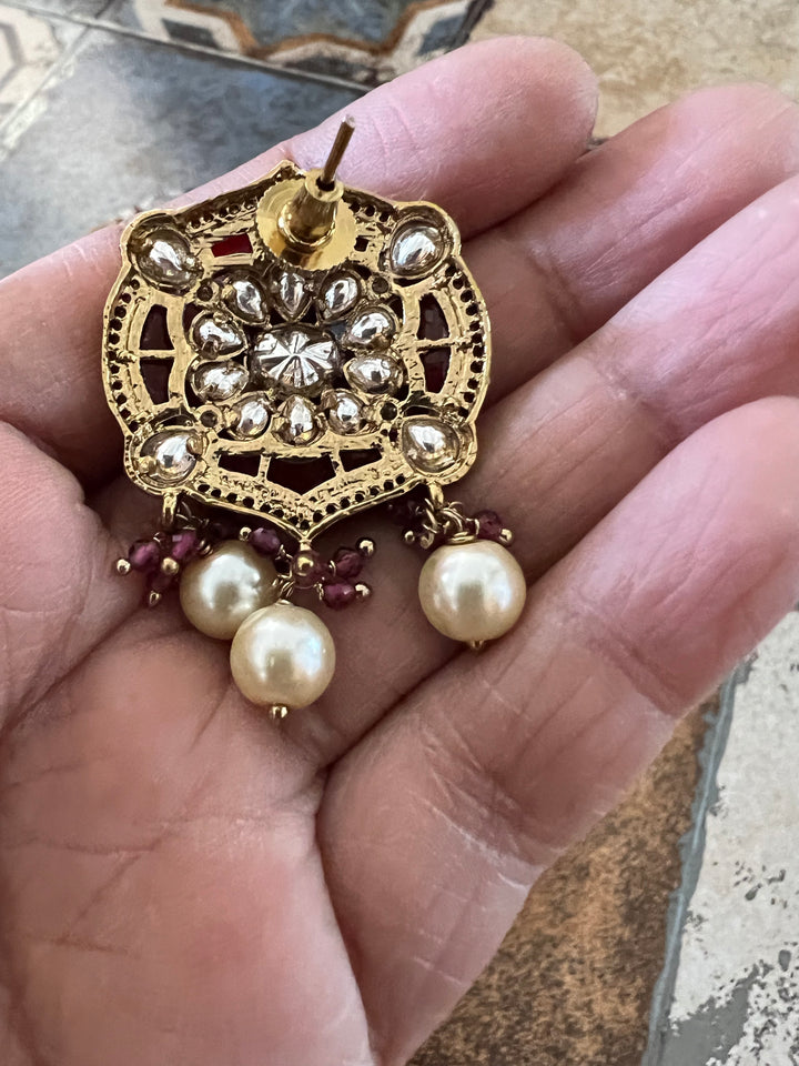 Victorian Pearl and Kundan Choker Necklace with Studs