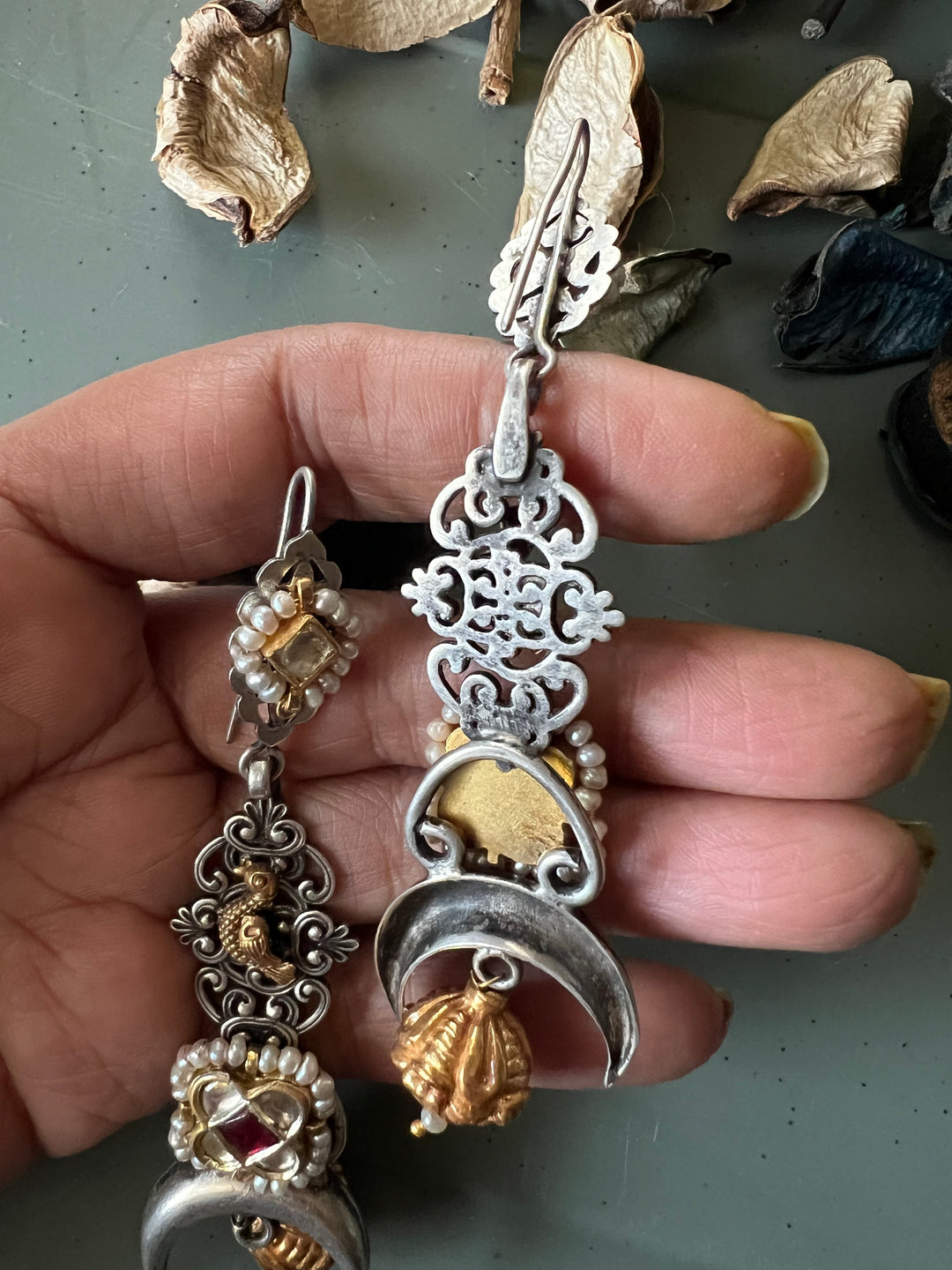 Fusion Kundan Silver Earrings | SHIVKA